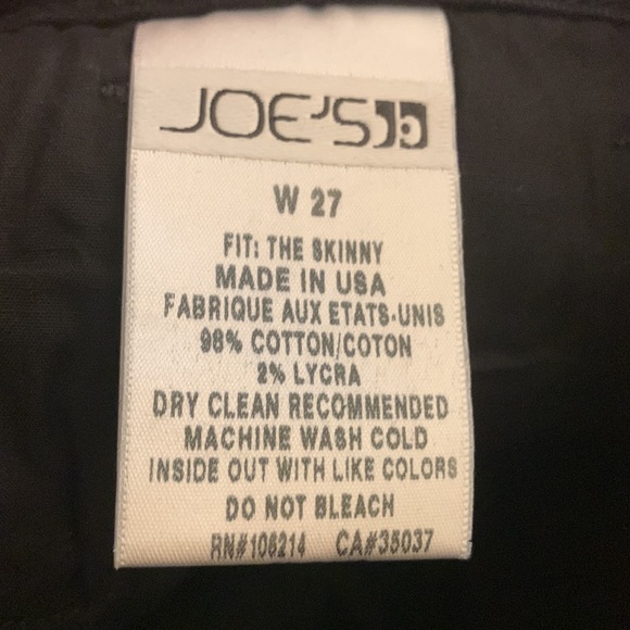 Joe’s brand new black jeans size 27 new with tag with leather design the front - Picture 13 of 14